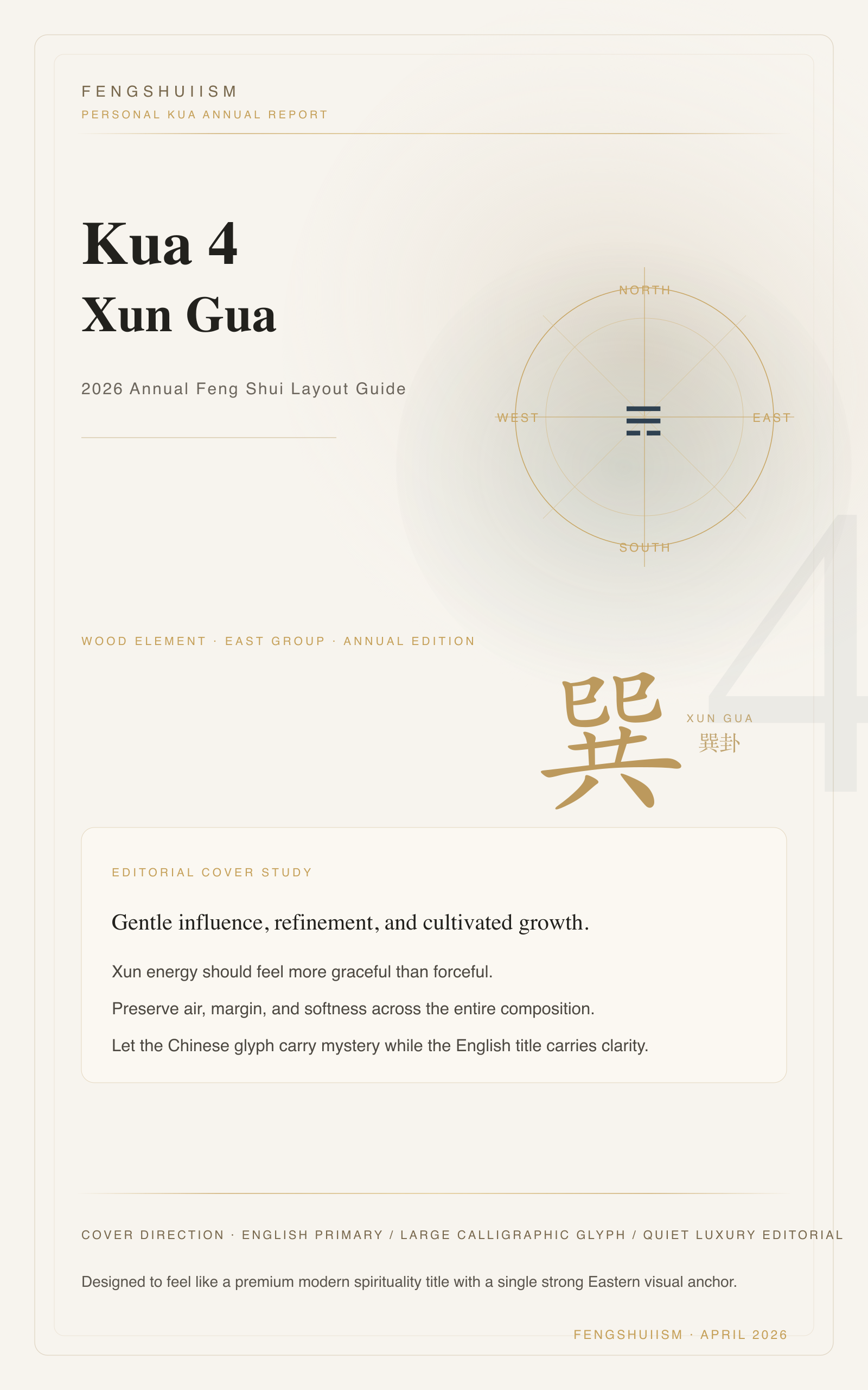 Kua 4 (Xun) · 2026 Personal Feng Shui Layout Guide