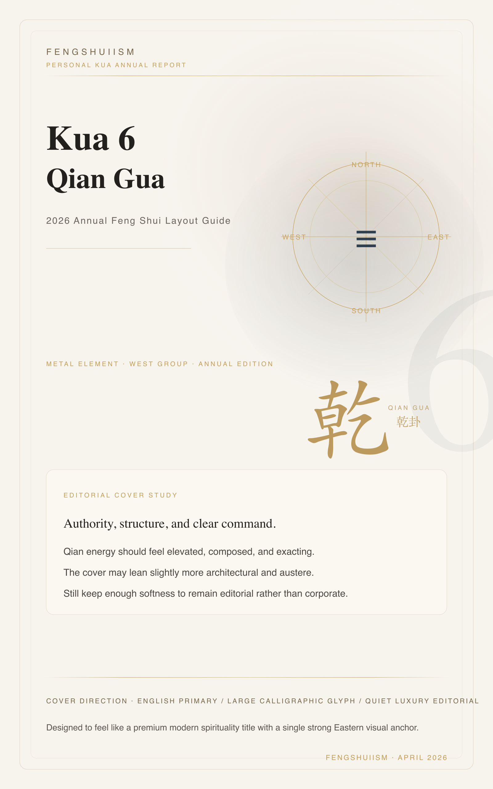Kua 6 (Qian) · 2026 Personal Feng Shui Layout Guide